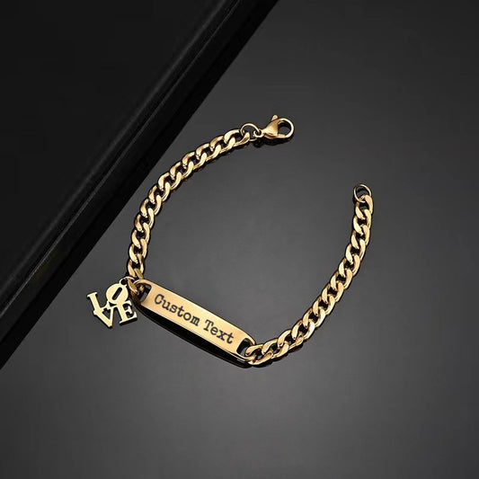 Custom  DIY Lettering Name Titanium Steel Glossy Long Board Bracelet For Lovers,Girlfriends,Friends,Mothers,Relatives,Holiday,Birthday,Wedding,Classmates,Graduation,Decoration,Beauty,Christmas, Valentine's Day,New year