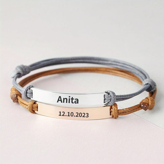 Custom Bracelet Mirror Polished Titanium Steel For Lovers,Girlfriends,Children,Friends,Mothers,Relatives, Holiday,Birthday,Wedding,Classmates,Graduation,Decoration,Beauty,Christmas, Valentine's Day,New year