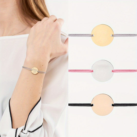 Custom Stainless Steel round Board Bracelet For Lovers,Girlfriends,Friends,Mothers,Relatives, Holiday,Birthday,Wedding,Classmates,Graduation,Decoration,Beauty,Christmas, Valentine's Day,New year